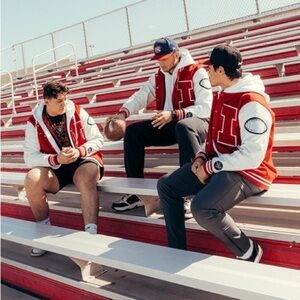 Howe Naugalite University of Nebraska Varsity Jacket 36 Red White 1950s